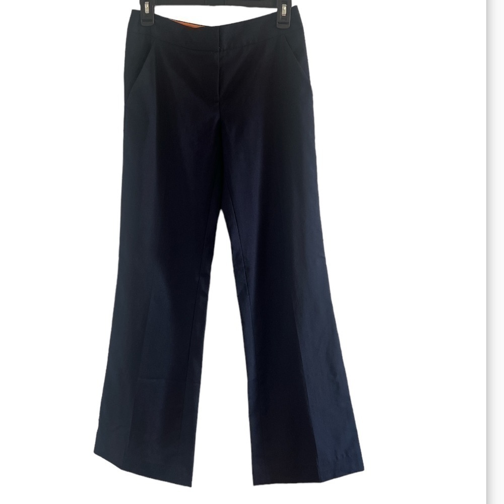 Tory Burch for Bergdorf Goodman Navy Blue Wool Wide Leg Pants